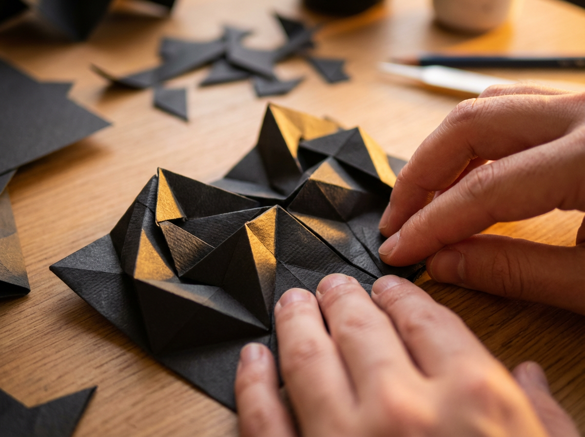 Precise geometric origami catching gold light